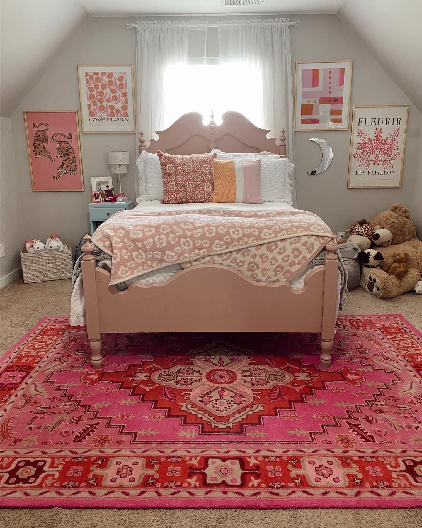 Gallery Wall of Bold Prints and a Crescent Moon Accent