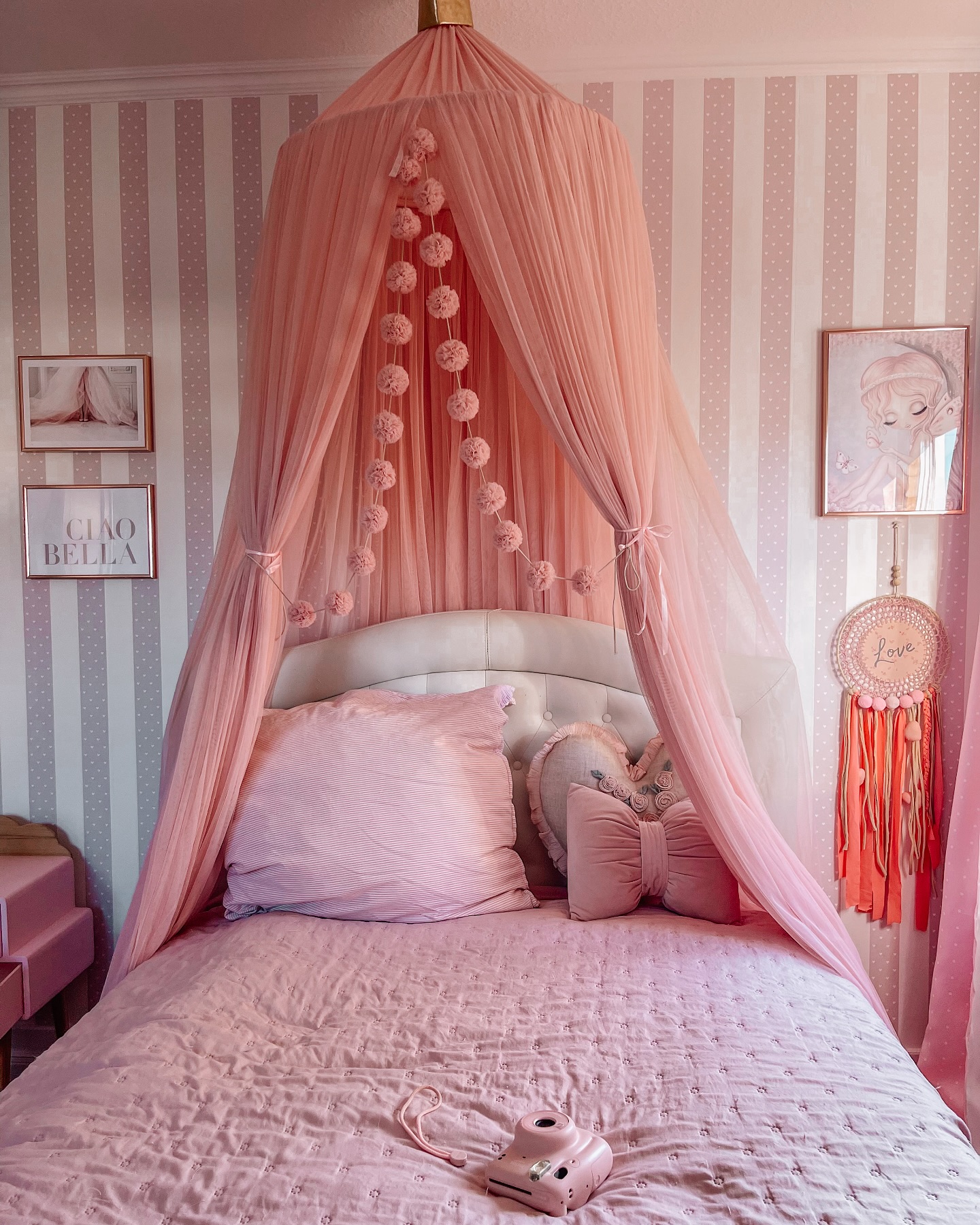 Pink Tulle Canopy Creates a Dreamy Bed Nook