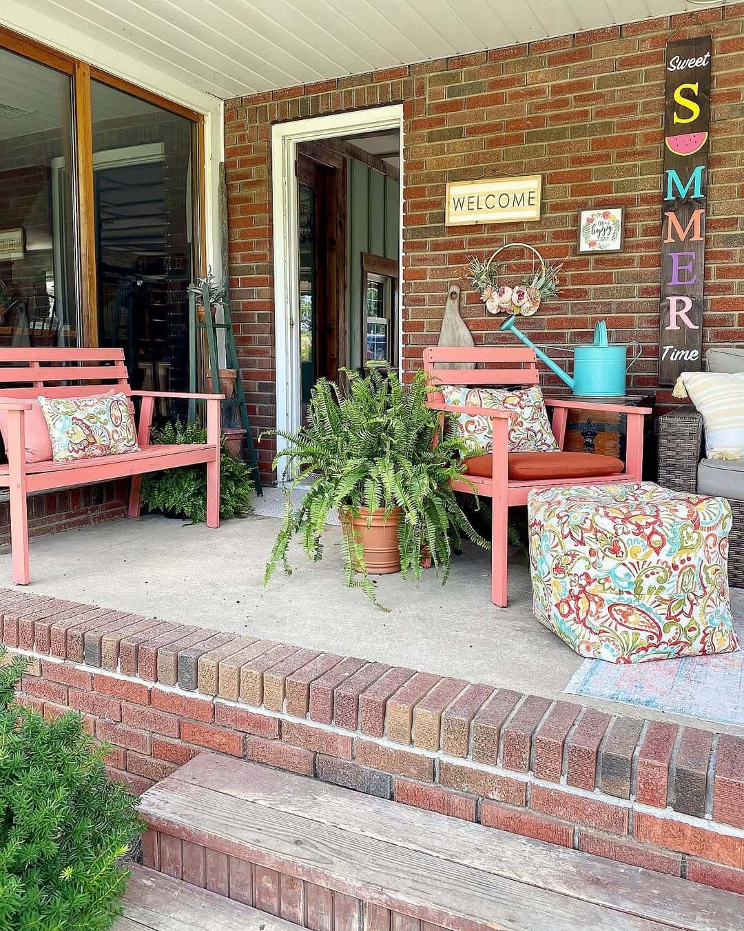 Introduce Extra Seating and Color with a Patterned Ottoman