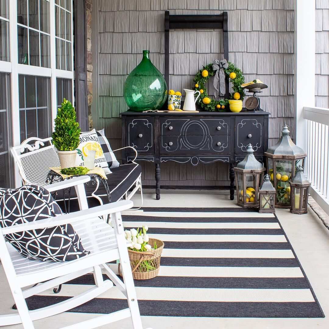 Black Dresser Displays Lemonade Theme With Green Bottle Accent
