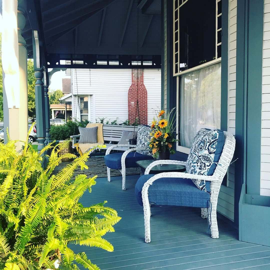 Wicker Chairs with Blue Cushions Add Coastal Comfort