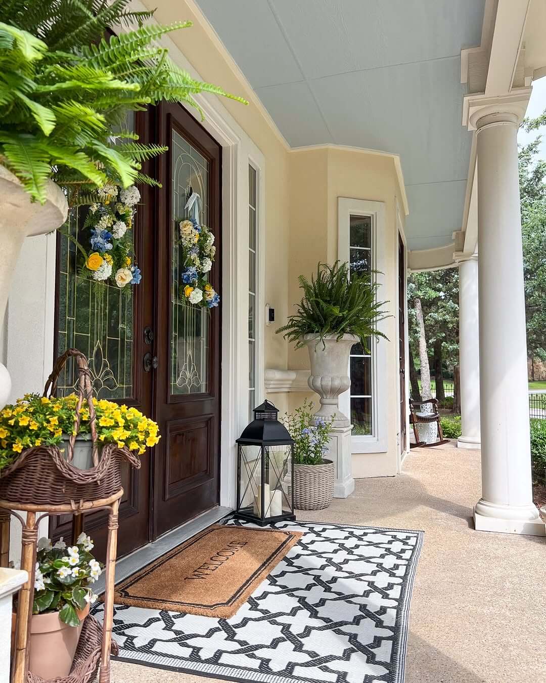 Incorporate Casual Charm with a Woven Basket of Yellow Flowers