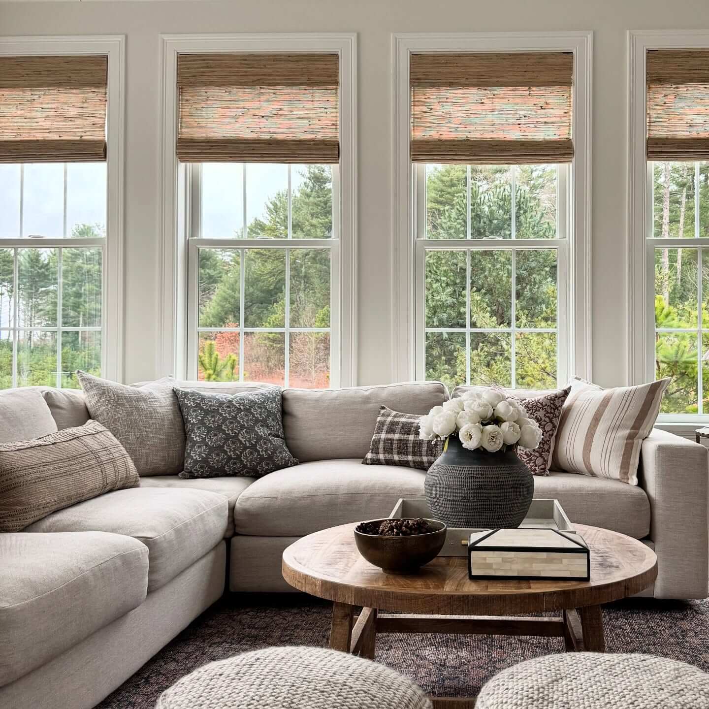 Filter Light with Woven Bamboo Shades