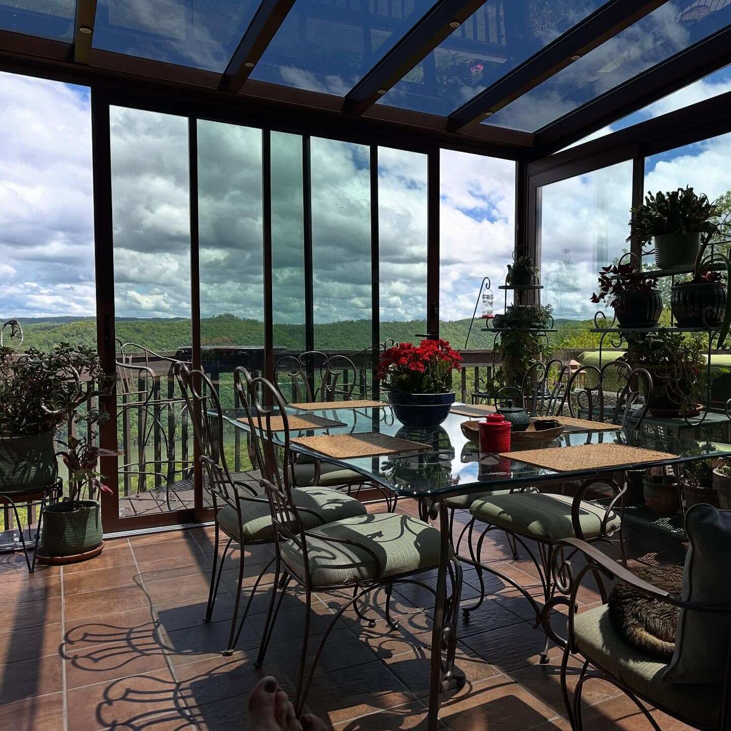 Dine with Glass-Top Tables and Ornate Chairs