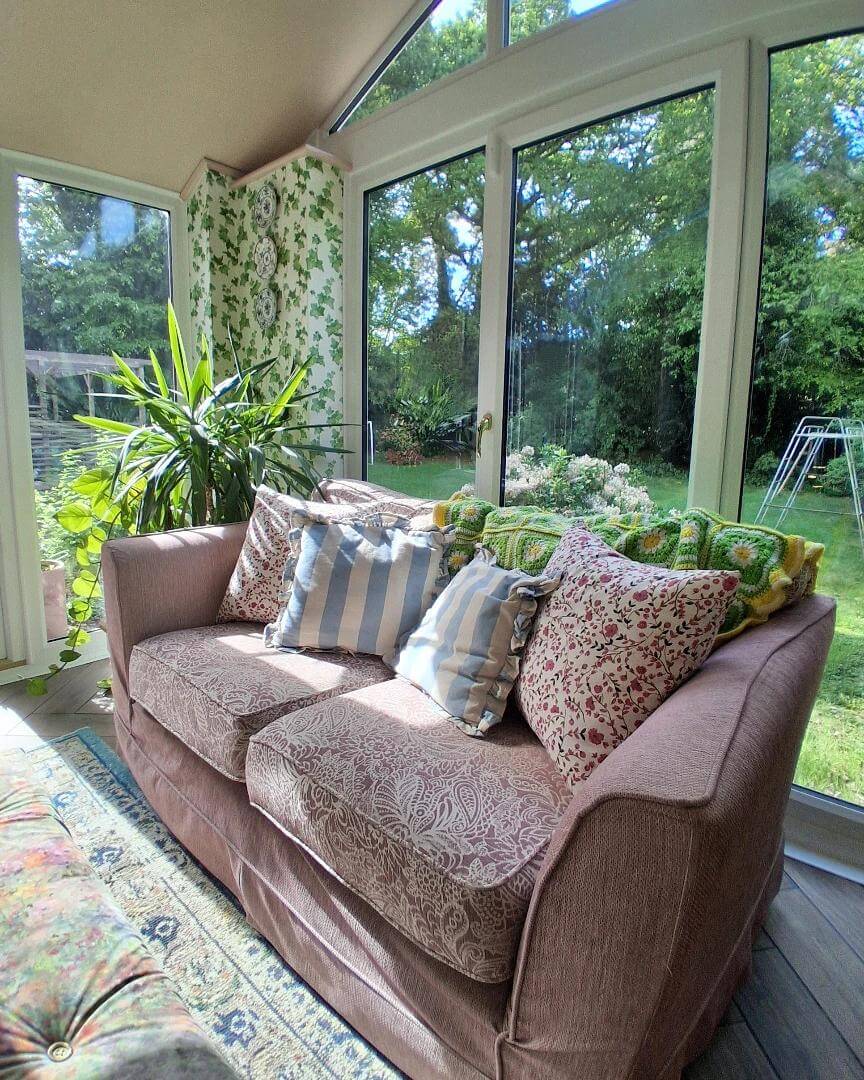 Mix Patterns on a Pale Sofa with Cozy Throws