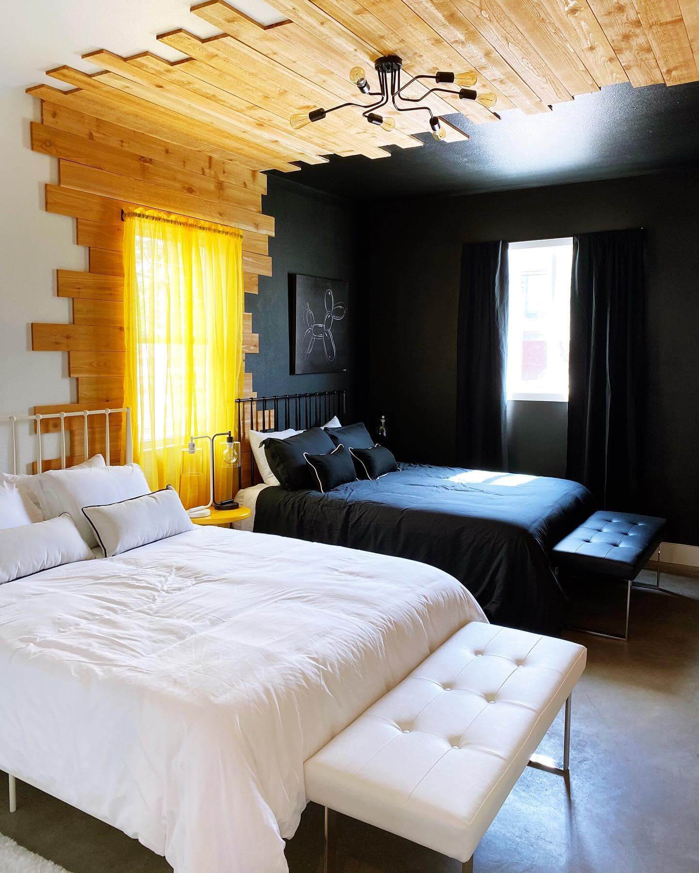Incorporate a Wooden Plank Accent Wall and Ceiling
