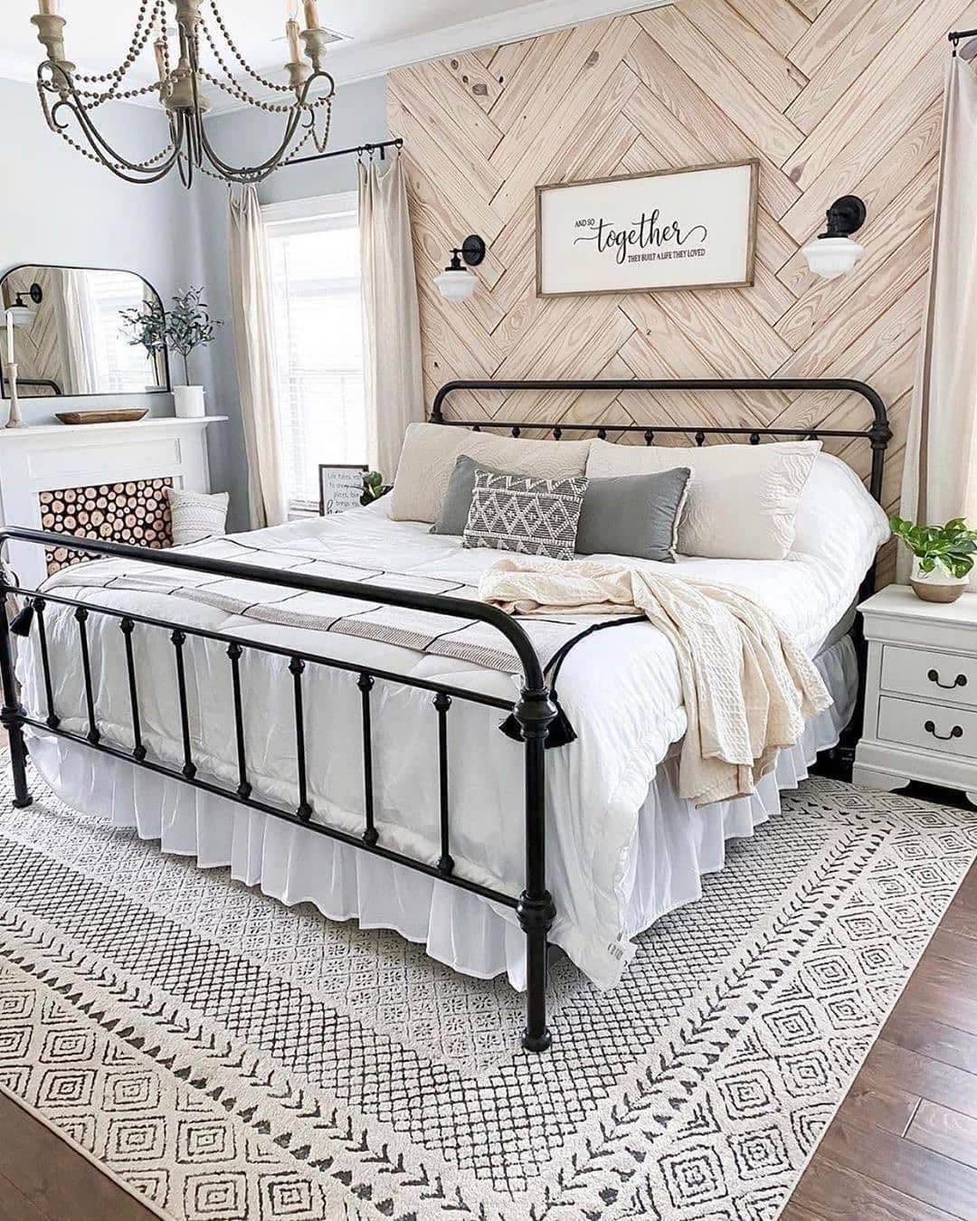 Wood Plank Herringbone Wall Adds Rustic Texture