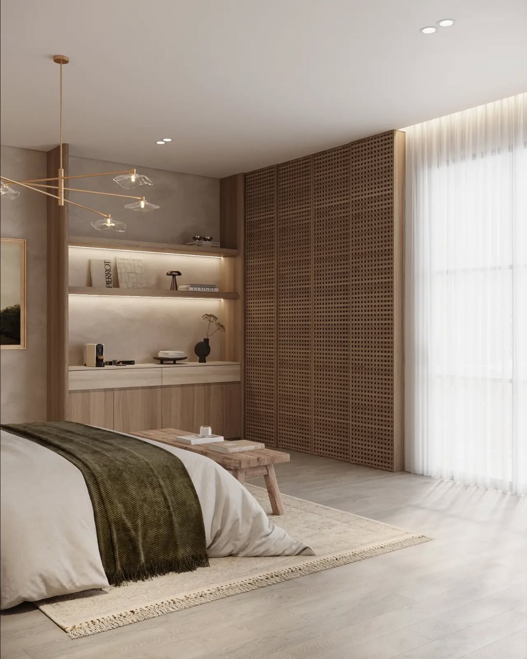Woven Wood Panels Create a Textured Wardrobe Facade