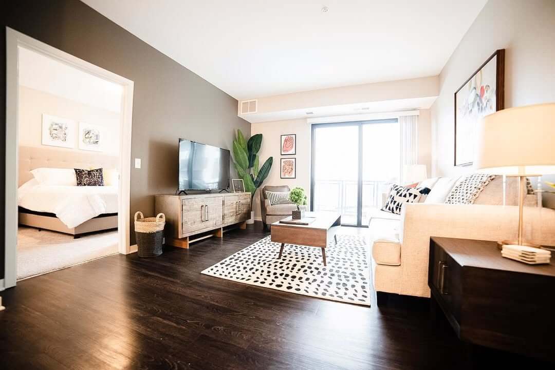 Wooden Media Console With Integrated Storage