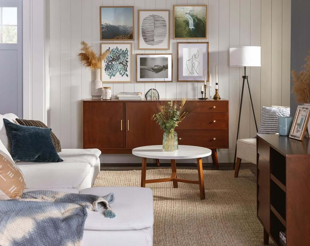 Gallery Wall Anchored by a Mid-Century Modern Credenza