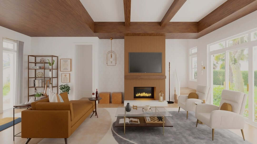 Frame Your TV and Fireplace with Wood Paneling