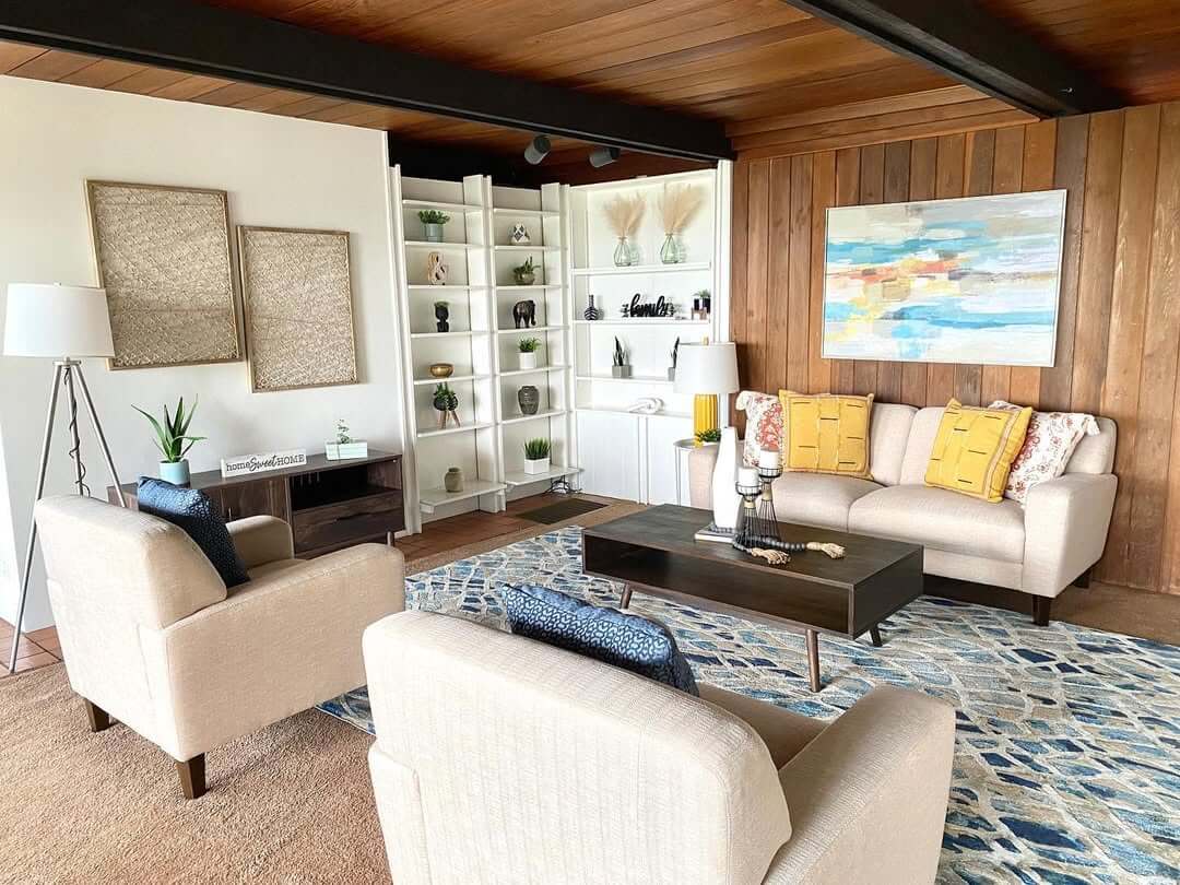 Textured Wall Hangings Add Natural Dimension Above Console