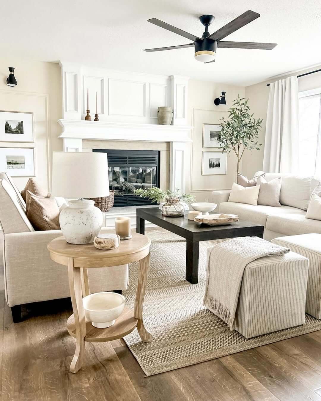Two-Tiered Round Side Table Holds Decor and Bowls