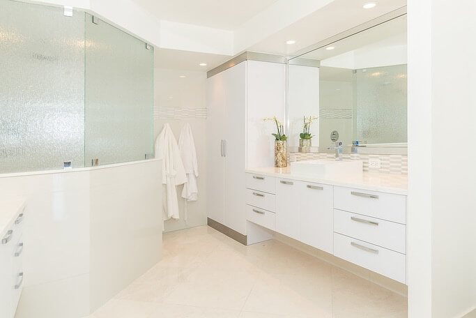 Frosted Glass Shower Enclosure Adds Privacy Without Blocking Light