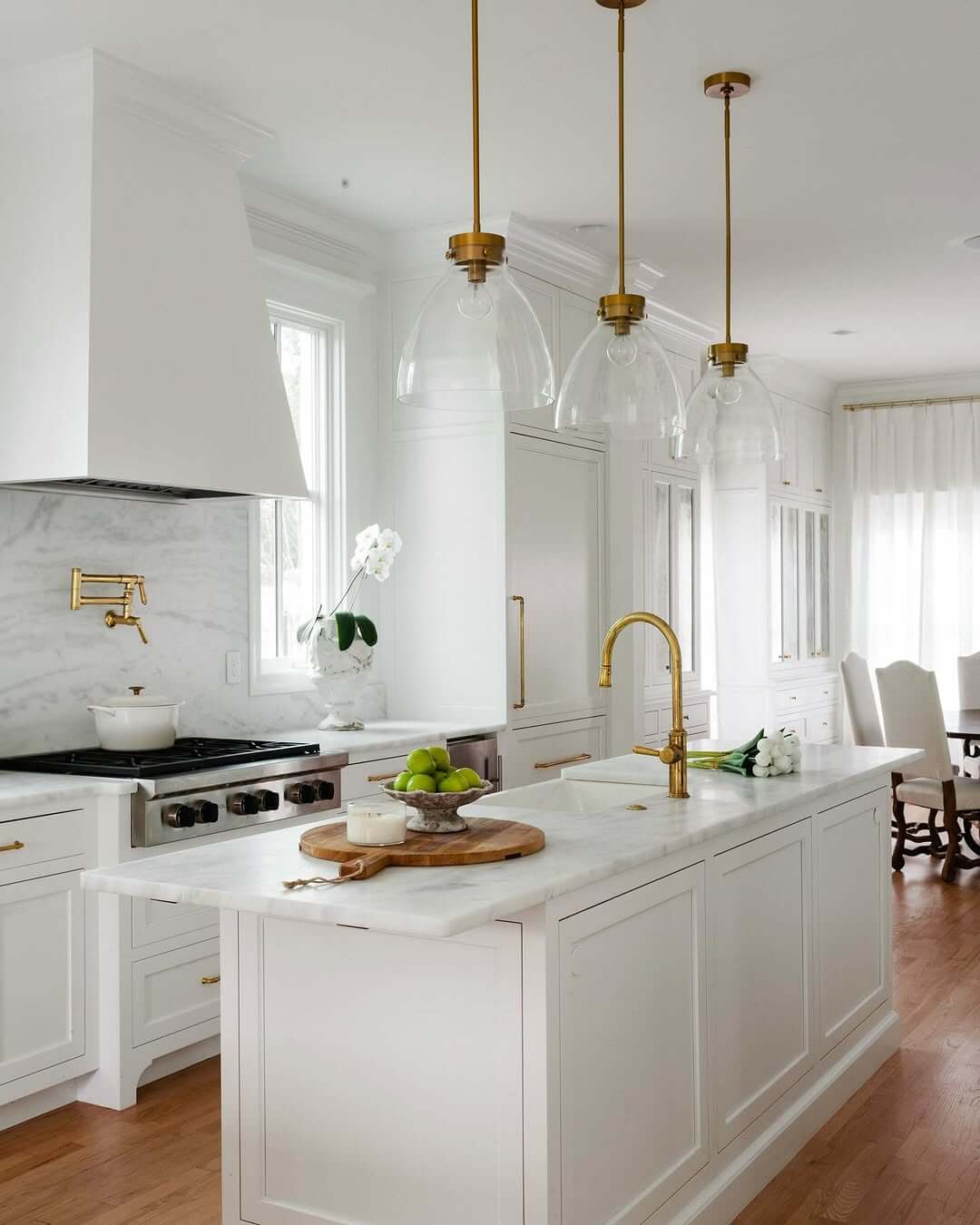 Clear Glass Pendants Echo Kitchen's Brightness