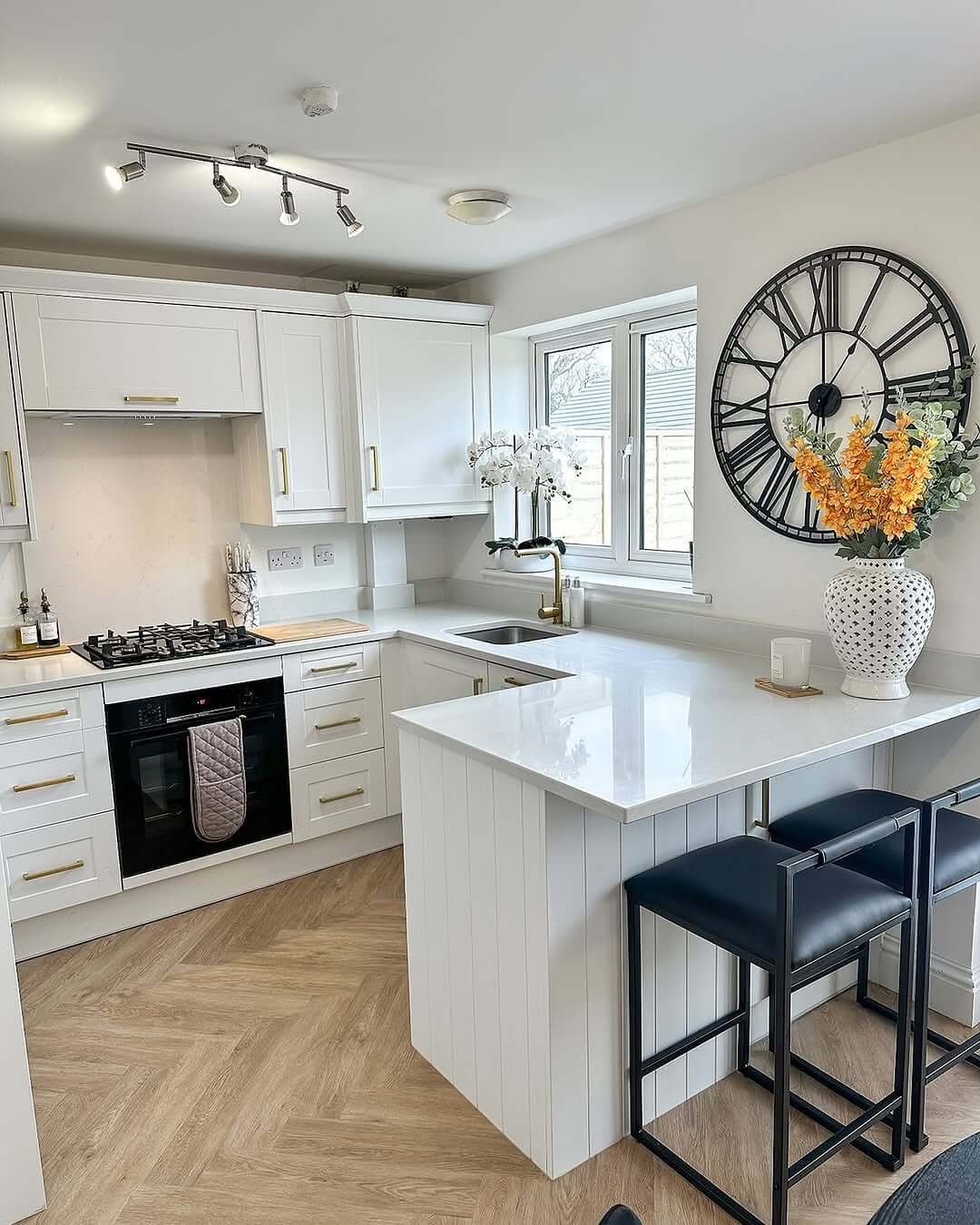 Oversized Wall Clock Anchors Kitchen Decor