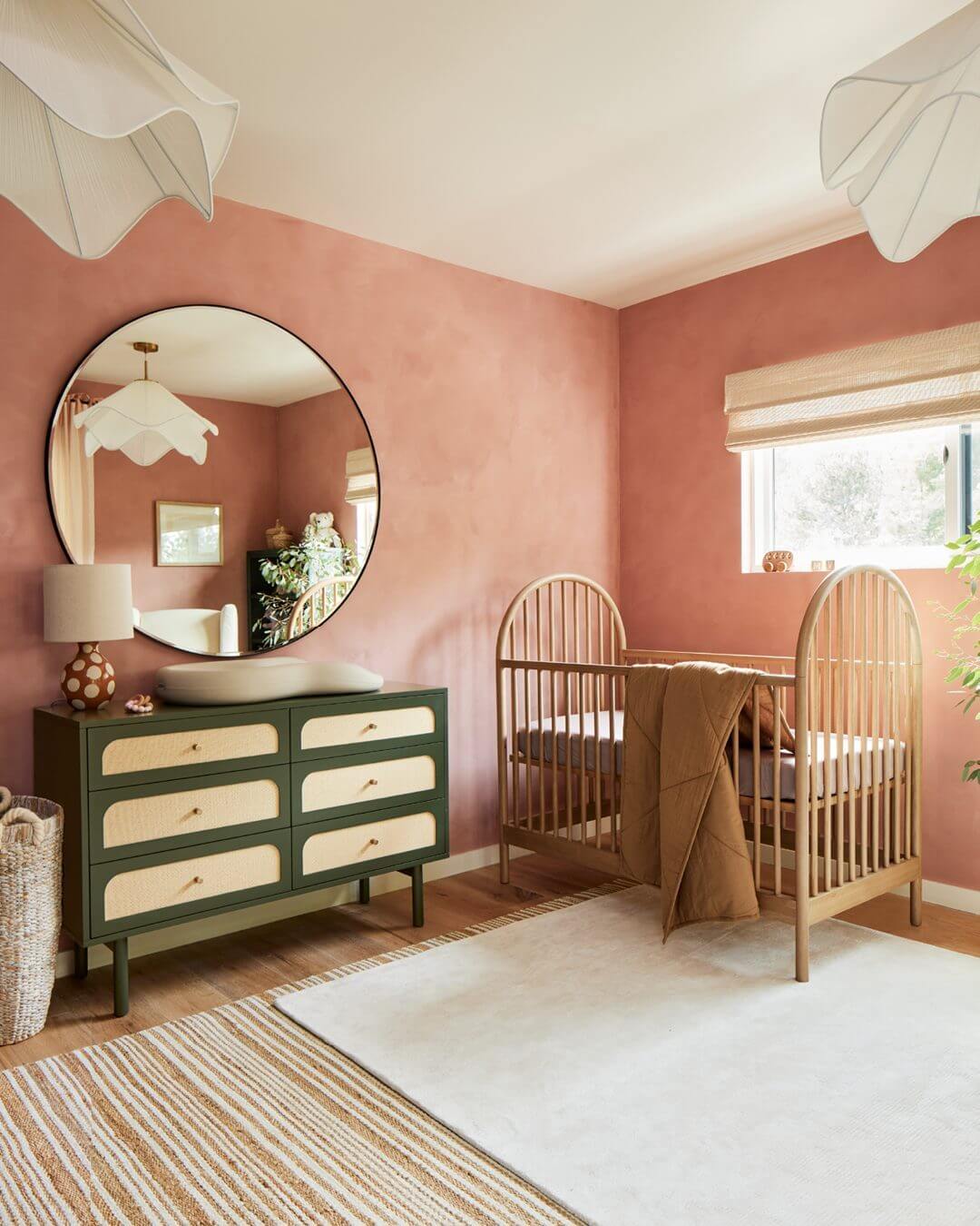 Green Dresser with Cane Fronts Adds Natural Texture