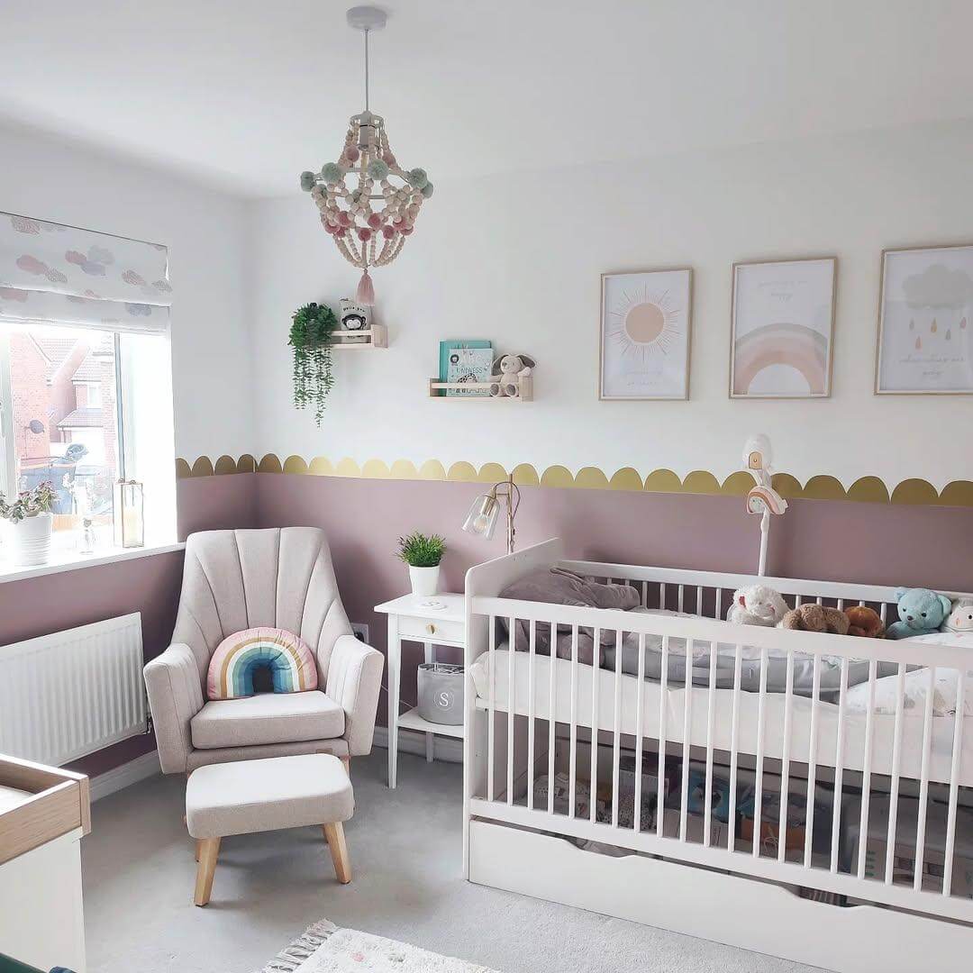 Beaded Chandelier Adds Playful Charm Above the Crib