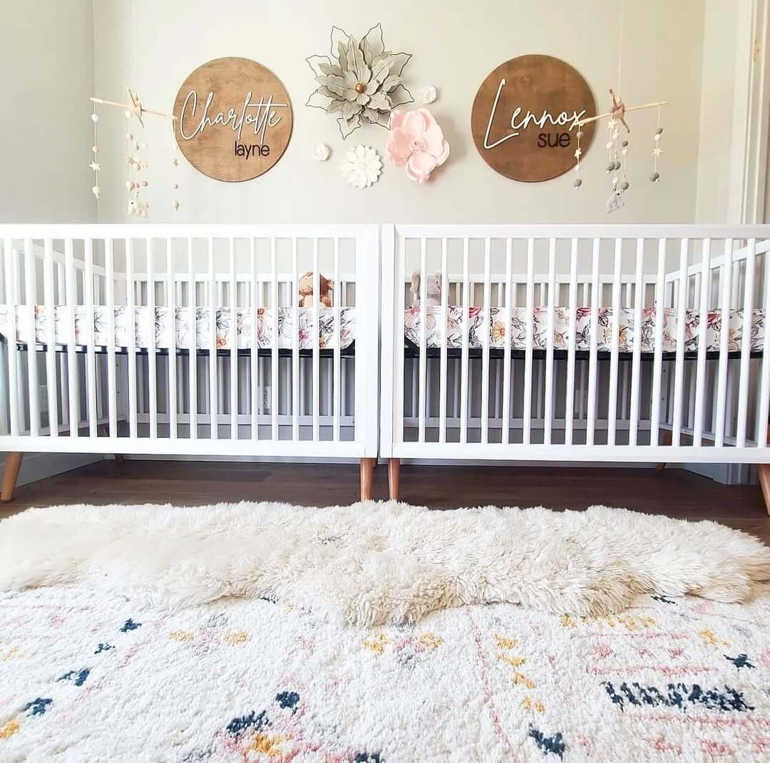 Wooden Circle Name Signs Frame Nursery Wall Decor