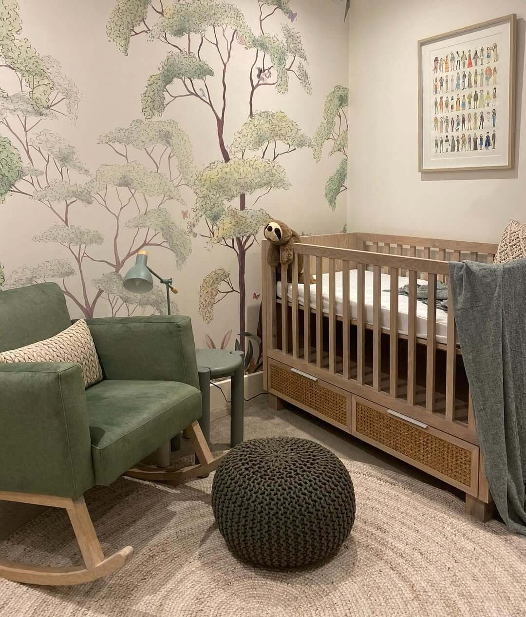 Whimsical Tree Mural Sets an Enchanting Nursery Scene
