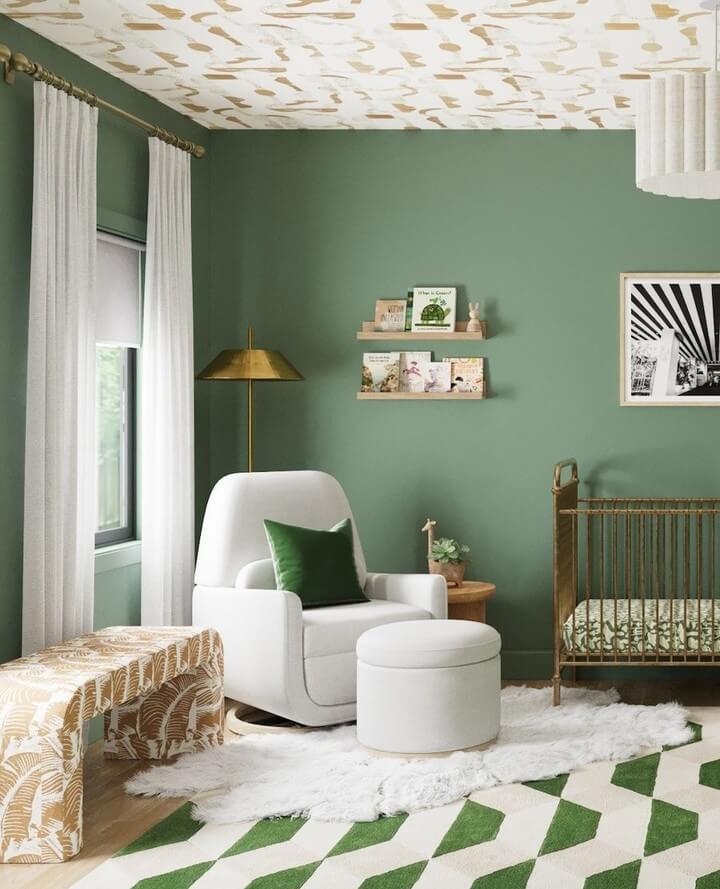 Abstract Patterned Wallpaper Adds Whimsy to the Ceiling