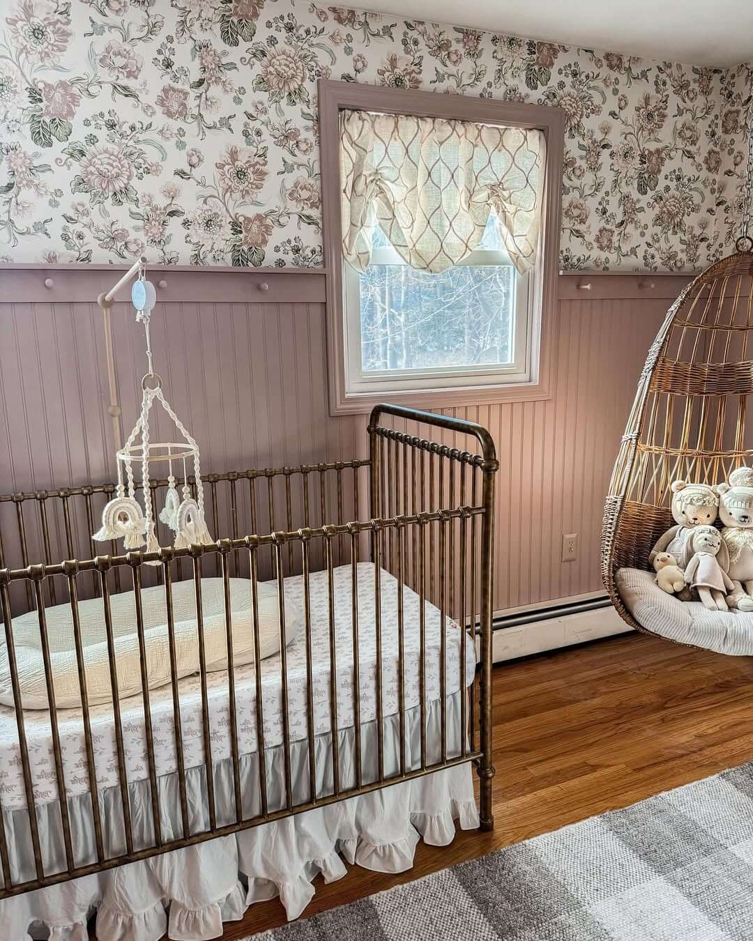 Vintage Brass Crib With Ruffled Skirt Adds Classic Charm