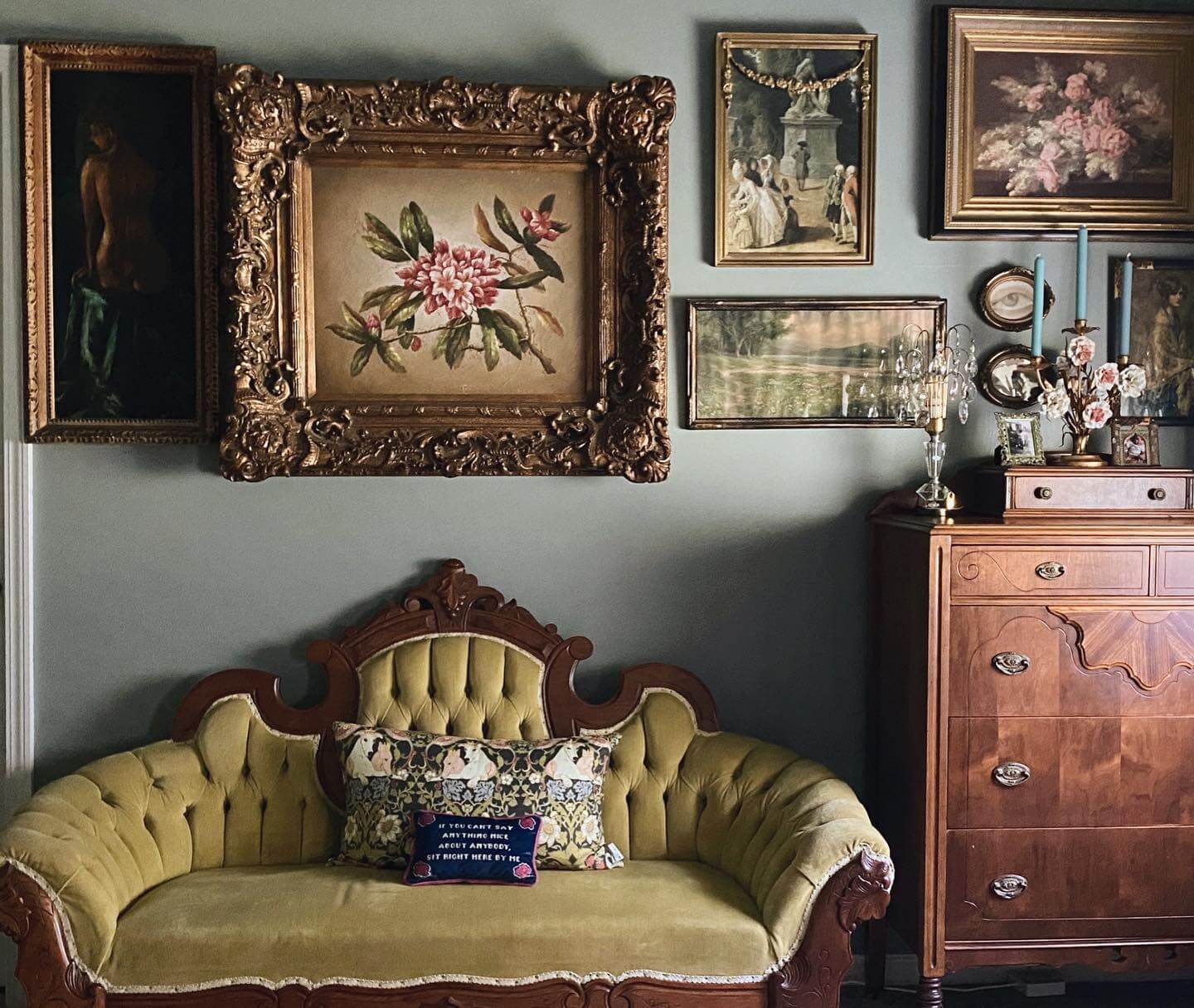 Ornate Gold Frames for a Richly Textured Gallery Wall