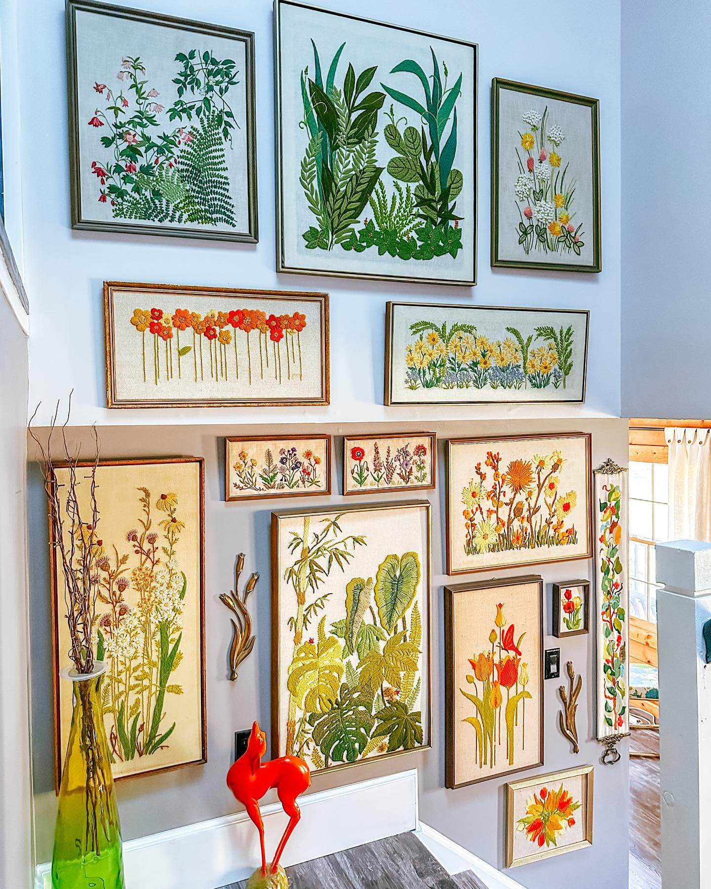 Embroidered Floral Art for a Lively Gallery Wall