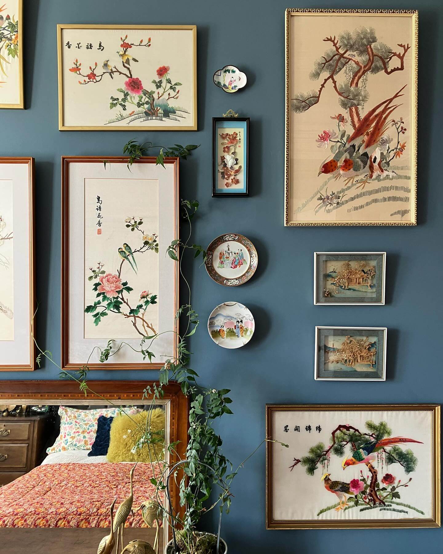 Embroidered Panels and Plates for a Textured Wall