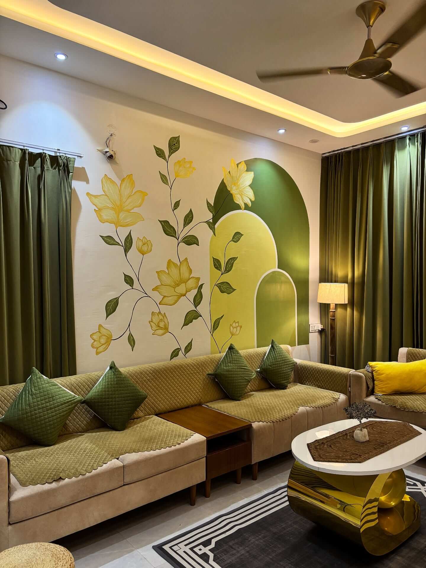 Hand-Painted Floral Mural Adds Whimsical Charm to Walls