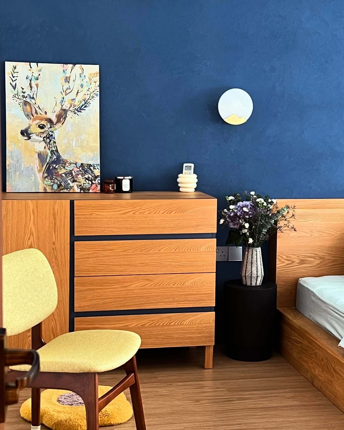 Deer Artwork Adds Whimsical Flair to Wooden Dresser