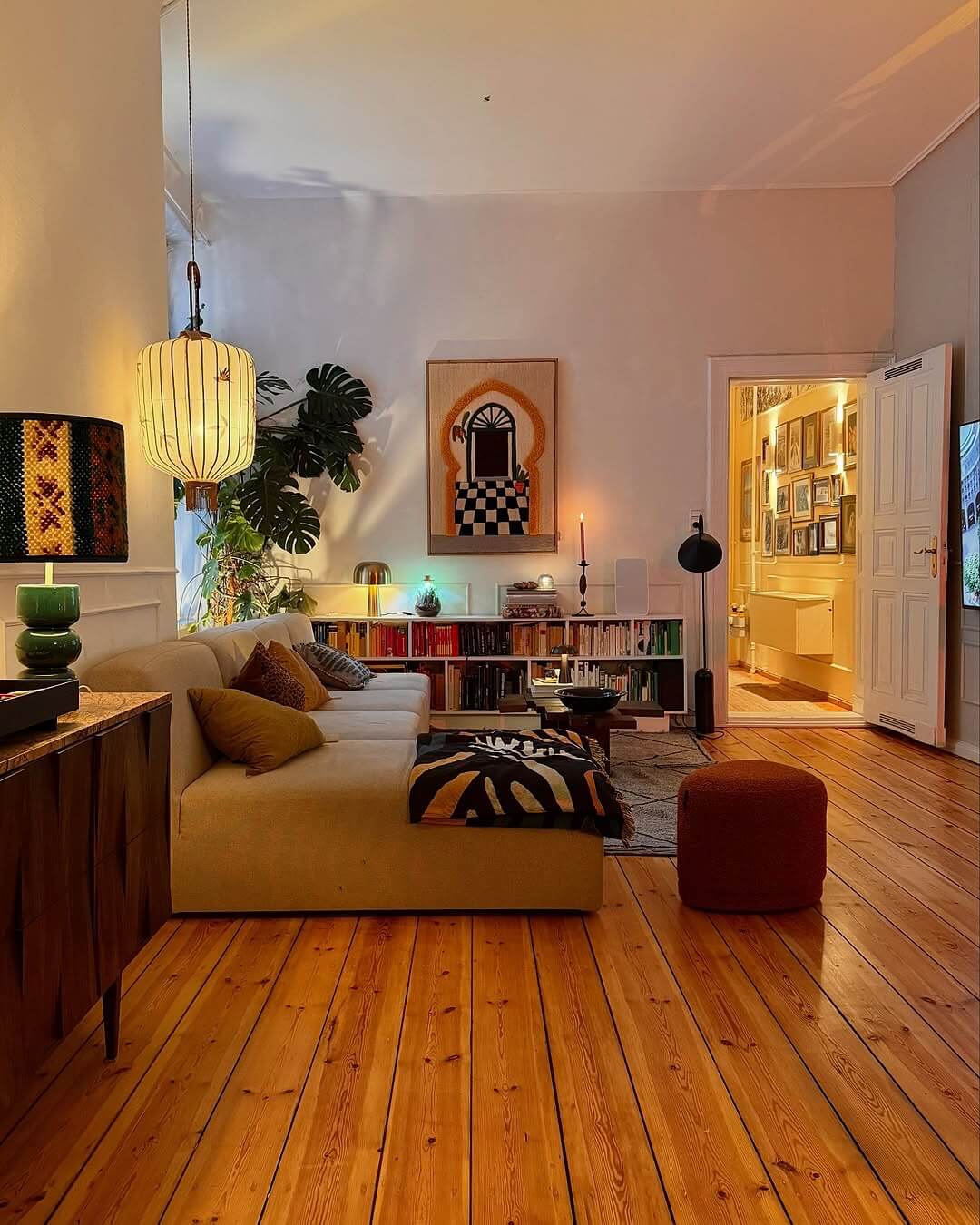 Incorporate Global Design with Tapestry Art Featuring Archways and Checkerboards